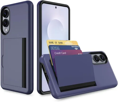 Vista 25 de Funda para Samsung Galaxy S25 con tarjetero, ranura para tarjeta de crédito Funda protectora tipo cartera - Negro