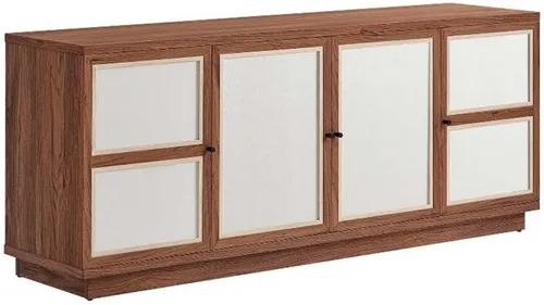 Vista 10 de Modway Capri Mid-Century - Cama de tamaño Queen moderna en nogal con cabecero y estribo