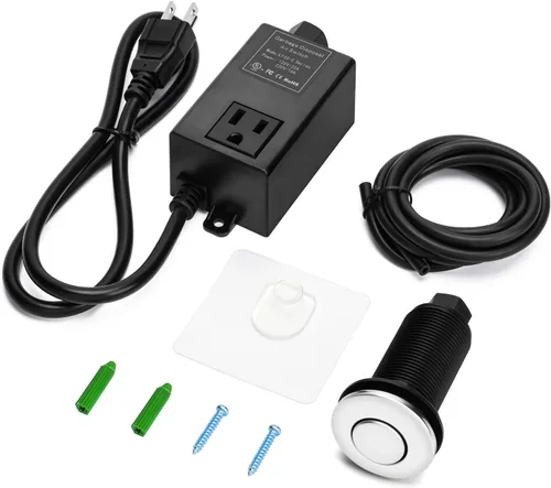 Vista 11 de Kit de interruptor de aire para eliminación de basura con botón de aire corto negro de acero inoxidable Briidea