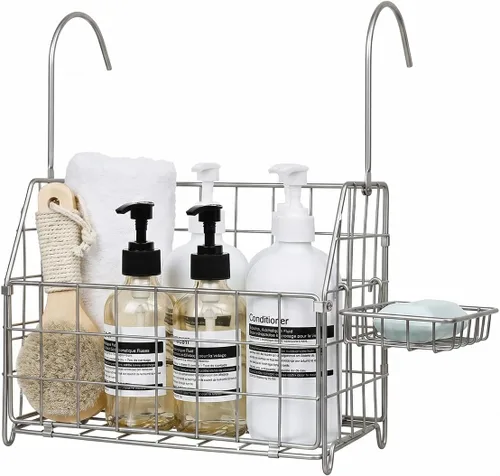 Vista 8 de Organizador de Ducha Colgante Grande a Prueba de Óxido, Cesta Organizadora de Ducha Colgante de Acero Inoxidable 304 para Baño y Bañera, Estante