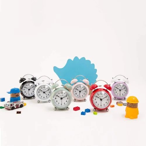 Vista 6 de FLOITTUY {Reloj despertador fuerte para personas que duermen profundamente) Reloj despertador de campana doble de 3.5 pulgadas con luz de fondo