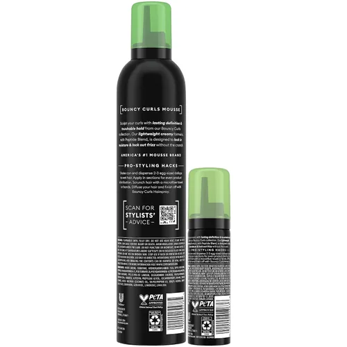 Vista 2 de TRESemmé Defining Hair Mousse, Rizos hinchables, paquete de 2 – Productos para el cabello rizado con aceite nutritivo de coco y aguacate +
