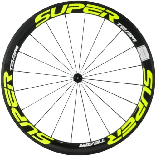 Vista 3 de Superteam Ruedas de Bicicleta de Carretera de Fibra de Carbono 700C, Juego de Ruedas Clincher de 50mm, Mate de 23 de Ancho Amarillo fluorescente