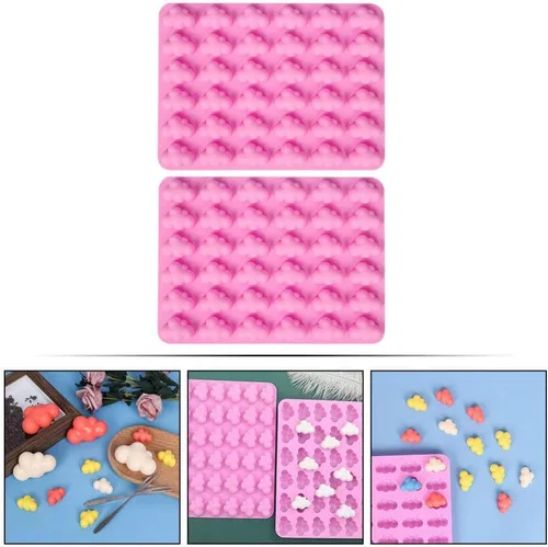 Vista 5 de Kichvoe Molde de chocolate – Moldes de fondant de nube – Moldes de silicona para chocolate, 2 piezas de moldes de pastel para cupcakes, manualidades