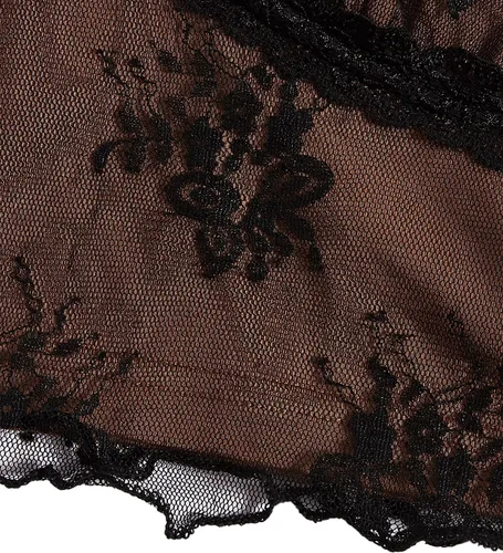 Vista 5 de SweatyRocks Camiseta corta de encaje con tirantes delgados para mujer, de punto acanalado, ajustada, cuello en V, camiseta sin mangas