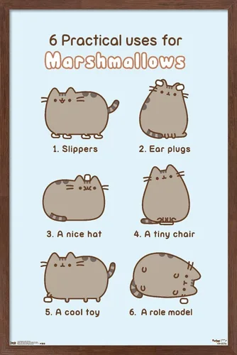 Vista 17 de Trends International Pusheen - Póster de pared de malvavisco, 14.725 x 22.375 pulgadas, versión enmarcada de madera de granero