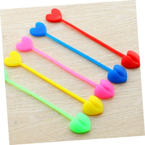 Vista 2 de STOBAZA Juego de 5 lazos reutilizables con forma de corazón de silicona, clip para pan, fácil de usar al azar