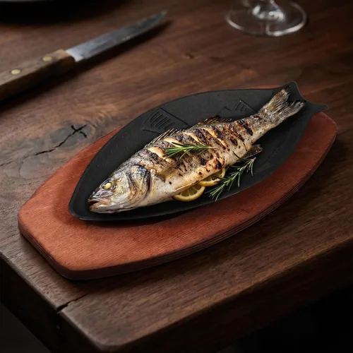 Vista 2 de DOITOOL Sartén de hierro fundido en forma de pescado, bandeja antiadherente para parrilla de barbacoa de 13.18 x 6.49 x 0.98 pulgadas, sartén