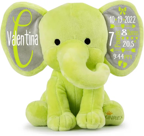 Vista 21 de Animal de peluche de elefante personalizado - Anuncio de estadísticas de nacimiento personalizadas, animales de peluche de elefante para bebés, baby