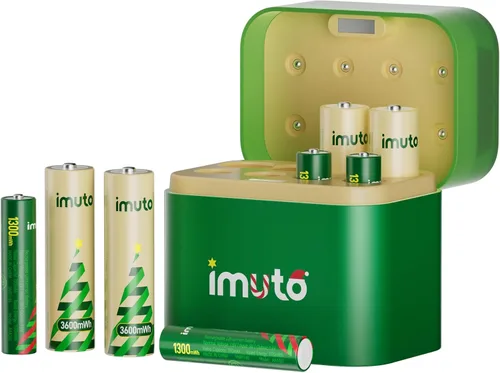 Vista 12 de imuto Baterías recargables AA, baterías de litio de 3600 mWh AA, paquete de 4, salida de 1.5 V 2 A, doble batería, vida útil de más de 1600 ciclos