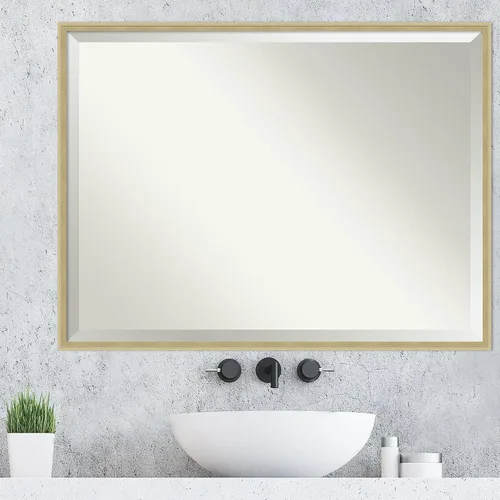 Vista 4 de Amanti Art Espejo de pared dorado de 31 x 41 pulgadas, espejo rectangular de baño Lucie Champagne para decoración de pared, sala de estar, marco