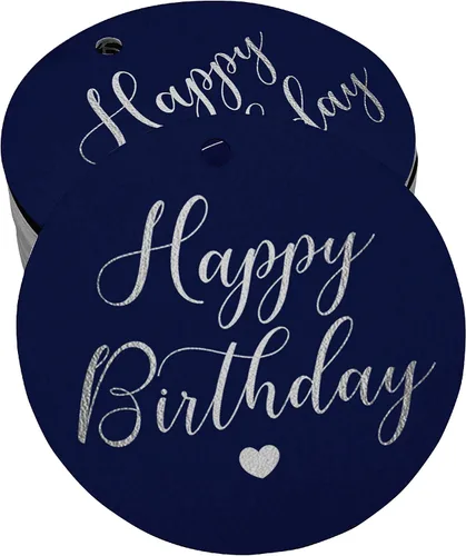 Vista 51 de Etiqueta de papel para colgar con texto en inglés «Happy Birthday» (50 unidades)