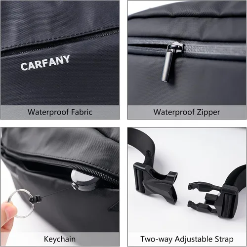 Vista 4 de Bolso bandolera expandible unisex resistente al agua, mochila de hombro para el pecho, mochila casual para viajes al aire libre, Negro -, Casual
