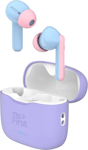 Vista 9 de myFirst Carebuds Auriculares para Niños - Auriculares Inalámbricos Bluetooth Verdaderos con Límite de Volumen de 85db, Micrófono, Estuche de Carga