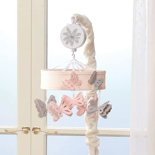Vista 6 de Lambs & Ivy Baby Blooms Pink Butterfly Musical Baby Cuna Móvil Chupete Juguete