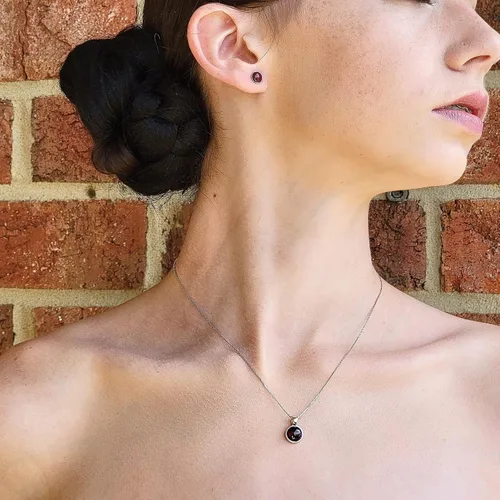 Vista 101 de Pendientes naturales de 0.236 in con chapado en oro blanco sobre plata de ley, bisel cabujón de piedras preciosas regalo de joyería para ella