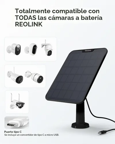 Vista 6 de Reolink Panel solar de 6 W, fuente de alimentación solar sin parar para todas las cámaras de batería inalámbricas al aire libre, compatible