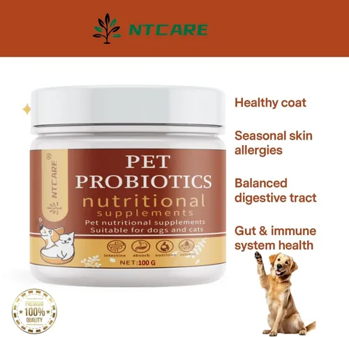 Vista 3 de Polvo probiótico para perros y gatos. Probióticos para la salud digestiva, apoyo inmunológico, diarrea, gases, picazón y alergias estacionales. Con