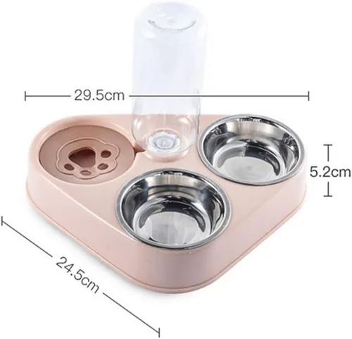 Vista 2 de Comedero de acero inoxidable 3 en 1 para perros y gatos, accesorio de alimentación automática para perros y gatos (azul)