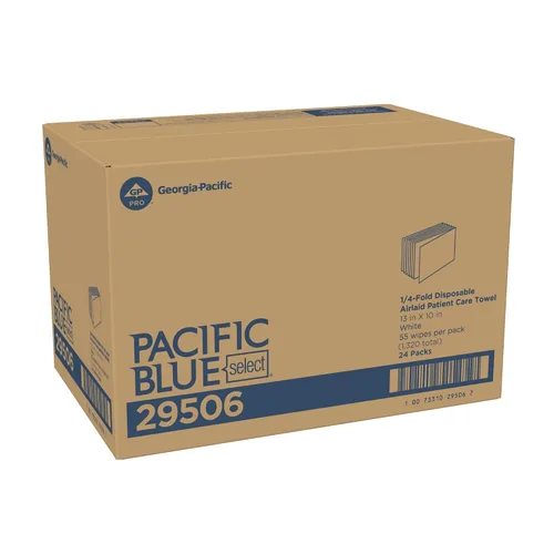 Vista 4 de Pacific Blue Select A300 - Paño desechable para el cuidado del paciente de GP PRO (Georgia-Pacific), 29506, 1/4 pliegue, blanco, 55 toallas por