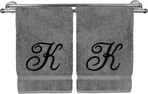 Vista 101 de Toalla de mano con monograma, regalo personalizado, 16 x 30 pulgadas, extra absorbente, 100% algodón turco, acabado de rizo suave, para baño, cocina