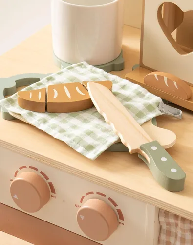 Vista 5 de ROBUD Juego de 16 cuchillos de cocina para niños, juego de cocina de madera, inspirados en Montessori, juguetes de cocina para niños pequeños