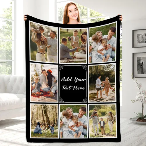 Vista 7 de Magimagine Mantas personalizadas con imágenes de texto para regalos de novio, manta de fotos personalizada para familiares y amigos para Navidad