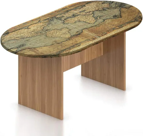 Vista 9 de Mantel ovalado de poliéster elástico de madera, tablones de madera vieja con estampado rural natural, se adapta a mesas ovaladas de hasta 36 x 48