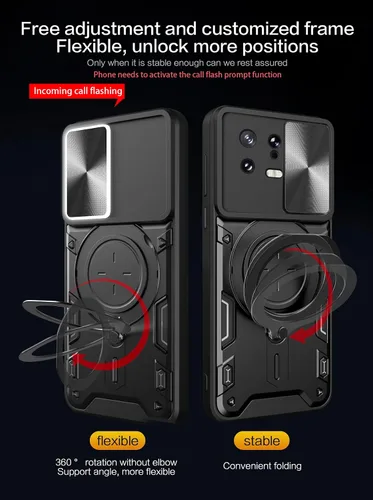 Vista 3 de Compatible con Xiaomi Redmi A1, carcasa magnética de montaje en automóvil compatible con Redmi A2 4G Kickstand con lente deslizante cubierta Bai