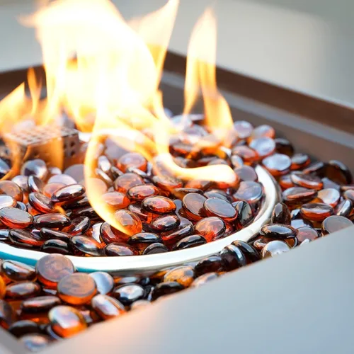 Vista 4 de onlyfire Cuentas de vidrio planas para hoguera de propano, rocas de vidrio reflectantes de 1/2 pulgada, canicas planas de 10 libras para chimenea