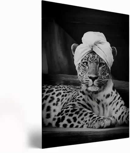 Vista 29 de Impresión de guepardo en el espejo, impresión de fotografía en blanco y negro, leopardo vintage en blanco y negro, fotos de espejo con aspecto