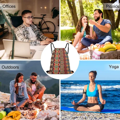 Vista 5 de Mochila deportiva impermeable con cordón, ajustable, ligera, para gimnasio, baile, para mujeres, hombres, niños y niñas, 25, dibujos animados