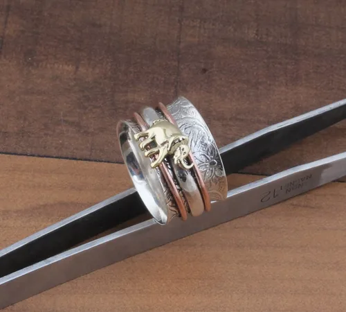 Vista 39 de Boho Spinner Ring, Mothers Day Gift, Silver 925 Women Ring, Sterling Silver 925 Ring, Fidget Spinner Ring,Women Silver Anxiety Ring