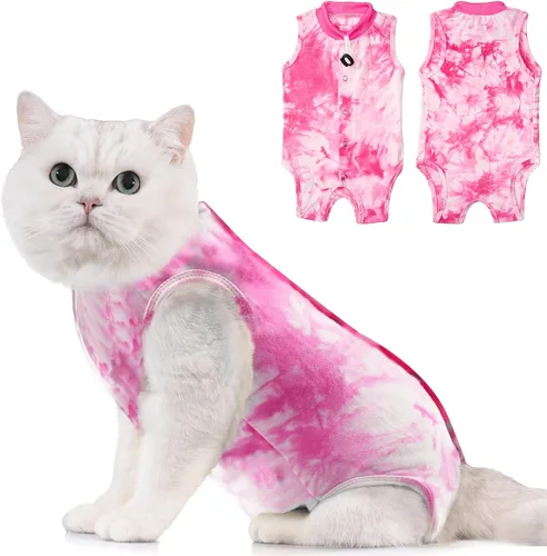 Vista 16 de Avont Traje de recuperación para gatos – Mameluco de gatito para gatos después de la cirugía, traje quirúrgico de esterilización alternativo al cono