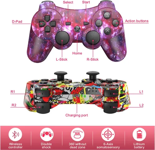 Vista 7 de Puning Controlador inalámbrico para controlador P3 controlador inalámbrico con joystick mejorado cielo y arte