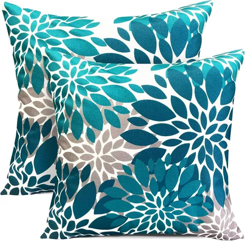 Vista 30 de Juego de 2 fundas de almohada decorativas negras boho 16x16 pulgadas, fundas de almohada de lino modernas estilo bohemia campestre para exteriores