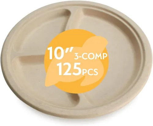 Vista 13 de Platos de papel desechables 100% compostables a granel [6 pulgadas 1000 paquetes], platos de bambú, ecológicos, biodegradables, resistentes platos