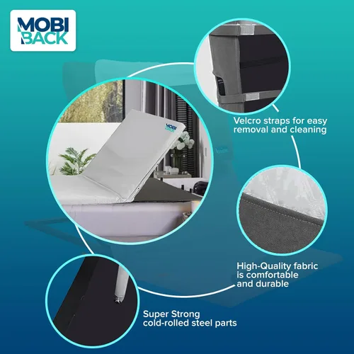 Vista 4 de Respaldo eléctrico para cama de Mobi-Back (versión de cojín de cama completa - Construcción de acero sólido)