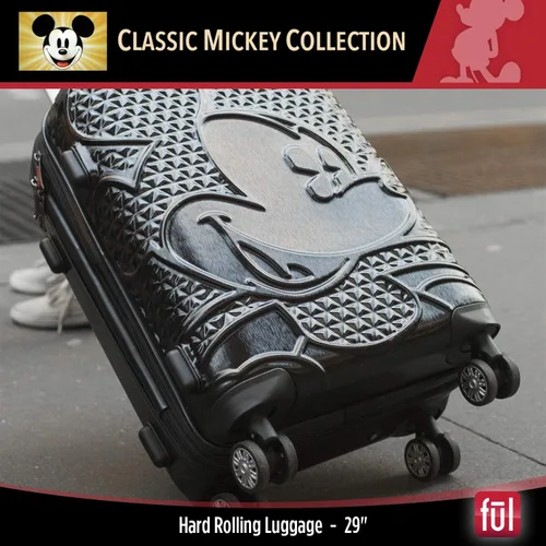 Vista 6 de FUL Disney Mickey Mouse - Maleta rígida con ruedas giratorias, Negro -, Disney Mickey Mouse - Maleta rígida con ruedas giratorias