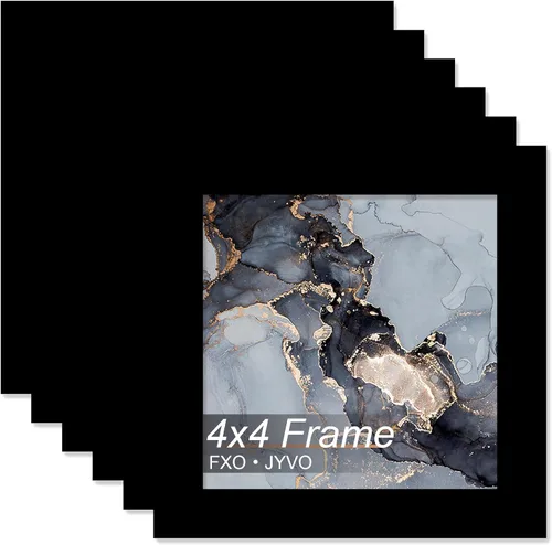 Vista 87 de Fxojyvo Marco de 4 x 4 pulgadas, marco negro para póster cuadrado de 4 x 4, peso ligero y altamente transparente, marco de 4 x 4 para pared, 1