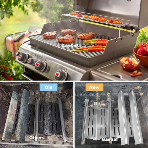 Vista 6 de GasSaf Barras aromatizantes de parrilla 17.5, deflector de calor para Weber Genesis Parts 310, barra de sabor para Weber Genesis 300 310 320 330