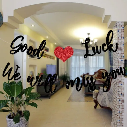 Vista 3 de PALASASA Cartel de «Good Luck We Will Miss You», «Despedida, jubilación», fiesta de graduación, oficina, trabajo, despedida, suministros