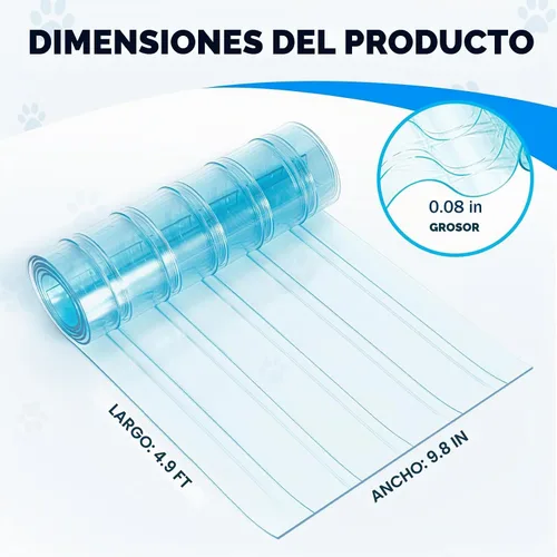 Vista 3 de Solapas de repuesto para puerta de perro de 9.8 pulgadas x 4.9 pies, tiras de vinilo transparente para caseta de perro casera o puerta de gato