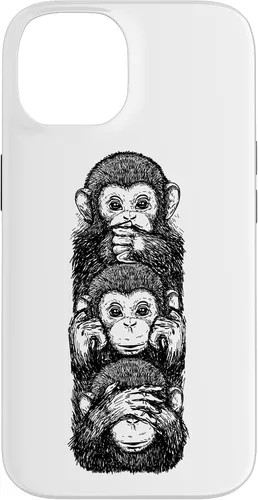 Vista 4 de Three Wise Monkeys See No Evil Hear No Evil Speak No Evil Case for iPhone 16