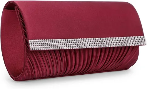 Vista 2 de ERIJUNOR Bolsos clásicos de satén plisados de noche con diamantes de imitación, bolsos cruzados para fiesta, graduación, boda, para mujer