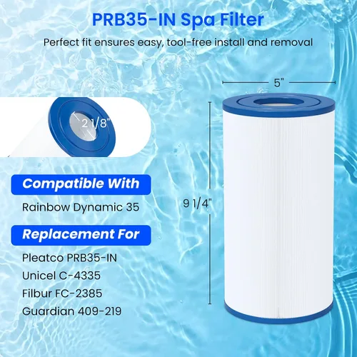Vista 2 de Future Way PRB35-IN - Filtro de repuesto para bañera de hidromasaje Thermospa FL1008, repuesto Filbur FC-2385, Pleatco Pure PRB35-IN, Unicel C-4335