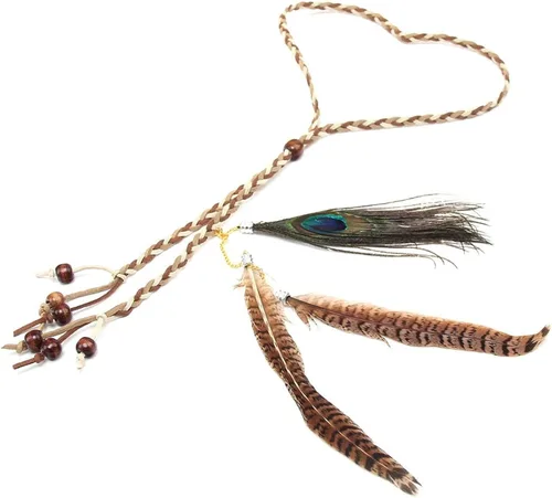 Vista 4 de Tallahassee - Diadema con borlas de plumas indias estilo bohemio