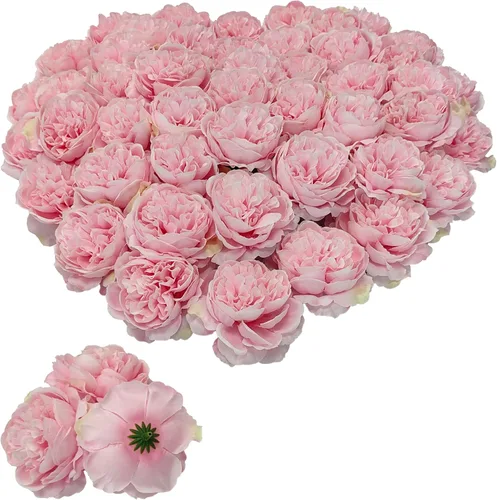Vista 13 de 40 Piezas Cabezas de Flores Falsas de 3.3'' para Manualidades, Cabezas de Rosas Flores Artificiales, Cabezas de Rosas de Seda a Granel, Cabezas