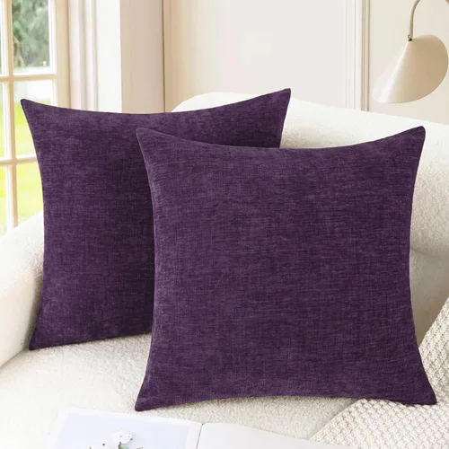 Vista 12 de CaliTime - Paquete de 2 fundas de almohada acogedoras para sofá, decoración del hogar, felpilla suave teñida sólida, 16 x 16 pulgadas, marrón Marrón
