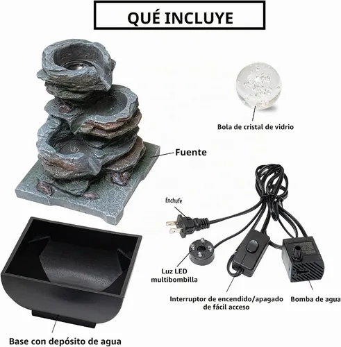 Vista 4 de Father'sDen - Fuente de agua de mesa, fuente de escritorio de cascada para interiores, sonidos de cascada relajantes audibles de mini función